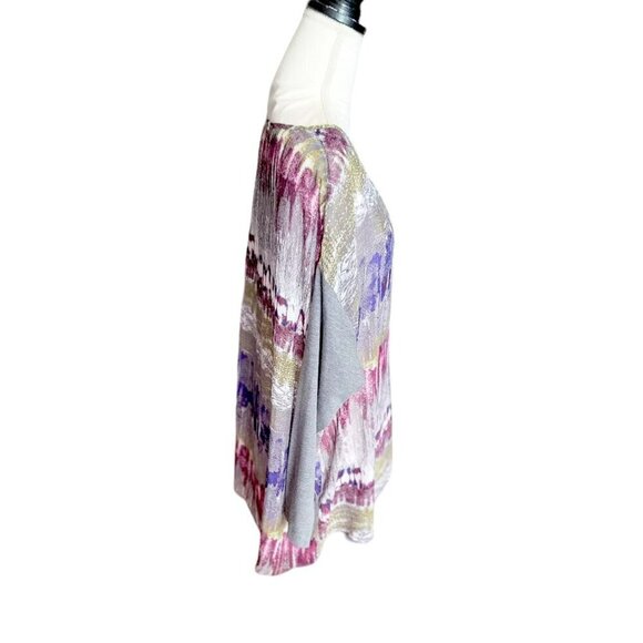 John Mark Scoop Neck Long Sleeve Tunic Top in Multi- Colors - Size Large - Picture 3 of 4
